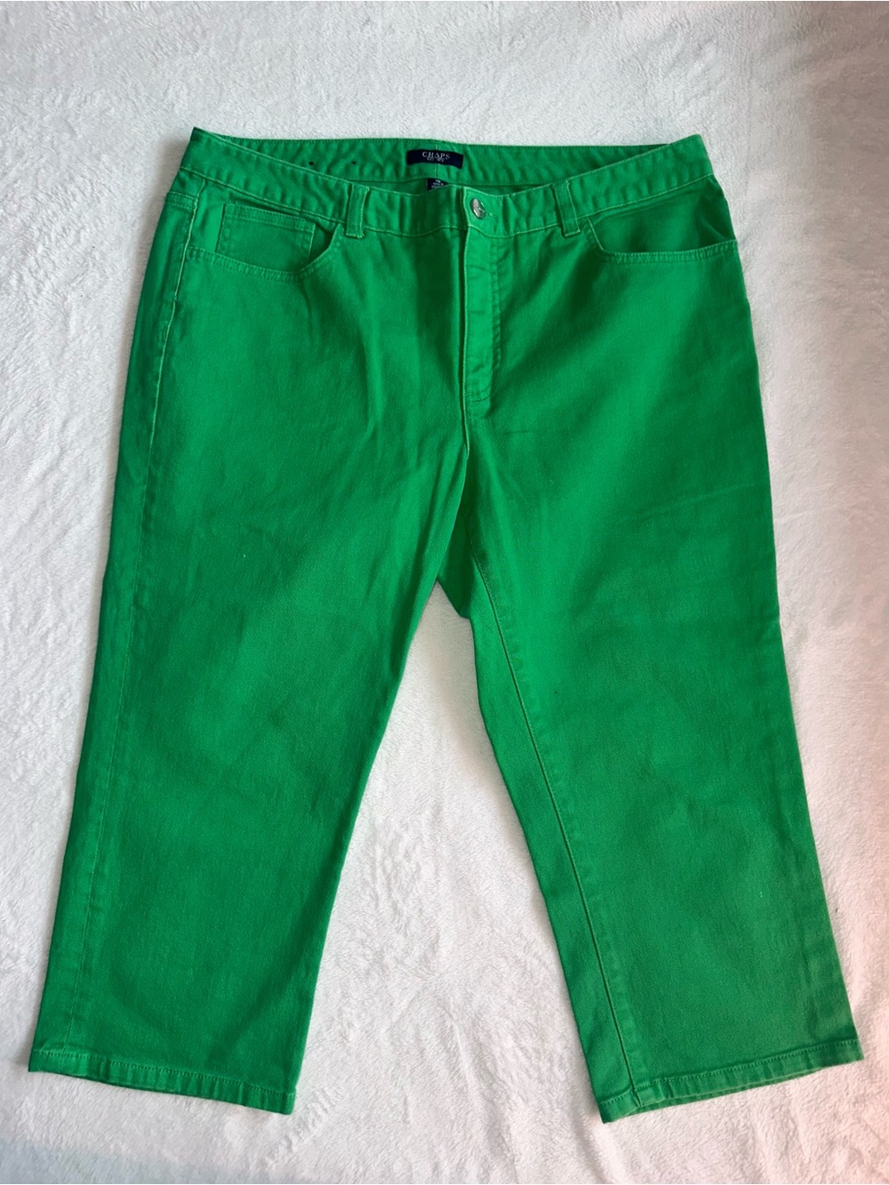 Womens Chaps Green Denim Capri Pants Size 16